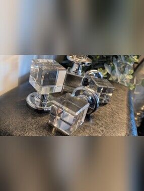 Crystal Glass Square Door Knobs (missing center rods)